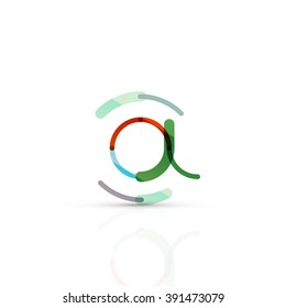 Vector email business symbol, or at sign logo. Linear minimalistic flat icon design, multicolored segments of lines