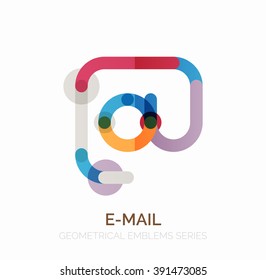 Vector email business symbol, or at sign logo. Linear minimalistic flat icon design, multicolored segments of lines