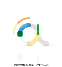 Vector email business symbol, or at sign logo. Linear minimalistic flat icon design, multicolored segments of lines