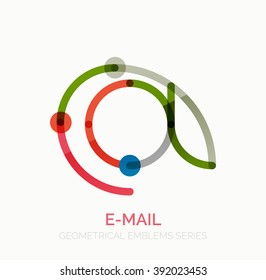 Vector email business symbol, or at sign logo. Linear minimalistic flat icon design, multicolored segments of lines