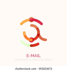 Vector email business symbol, or at sign logo. Linear minimalistic flat icon design, multicolored segments of lines