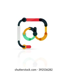 Símbolo de negocio de correo electrónico vector, o logotipo de firma. Diseño lineal minimalista de iconos planos, segmentos multicolores de líneas