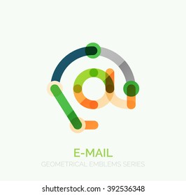 Vector email business symbol, or at sign logo. Linear minimalistic flat icon design, multicolored segments of lines