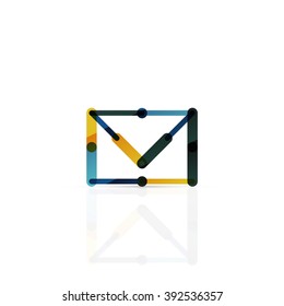 Vector email business symbol, or at sign logo. Linear minimalistic flat icon design, multicolored segments of lines