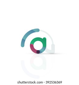 Vector email business symbol, or at sign logo. Linear minimalistic flat icon design, multicolored segments of lines