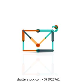 Vector email business symbol, or at sign logo. Linear minimalistic flat icon design, multicolored segments of lines