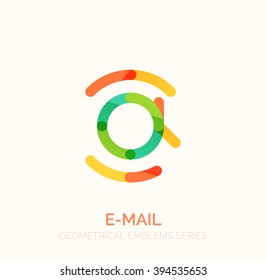 Vector email business symbol, or at sign logo. Linear minimalistic flat icon design, multicolored segments of lines