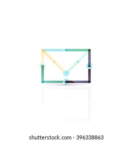 Vector email business symbol, or at sign logo. Linear minimalistic flat icon design, multicolored segments of lines