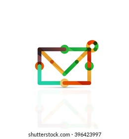 Vector email business symbol, or at sign logo. Linear minimalistic flat icon design, multicolored segments of lines