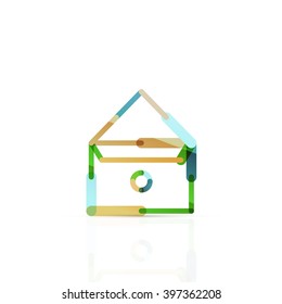 Vector email business symbol, or at sign logo. Linear minimalistic flat icon design, multicolored segments of lines