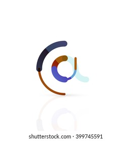 Vector email business symbol, or at sign logo. Linear minimalistic flat icon design, multicolored segments of lines