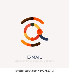 Vector email business symbol, or at sign logo. Linear minimalistic flat icon design, multicolored segments of lines