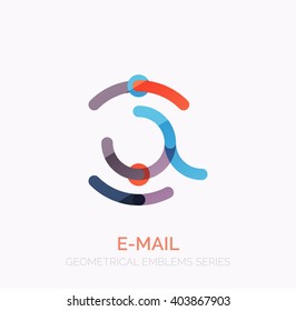 Vector email business symbol, or at sign logo. Linear minimalistic flat icon design, multicolored segments of lines