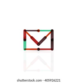 Vector email business symbol, or at sign logo. Linear minimalistic flat icon design, multicolored segments of lines