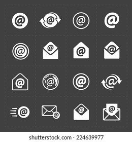 Vector E-mail icons on Dark Background.