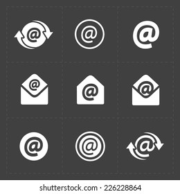 Vector E-mail icons on Dark Background.