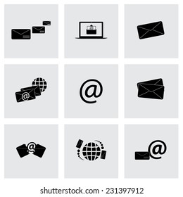 Vector email icons set on grey background