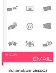 Vector email icons set on grey background