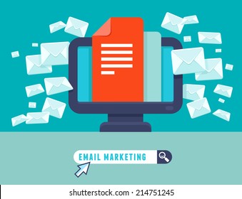 Vector email marketing concept - flat trendy icon - newsletter and subscription