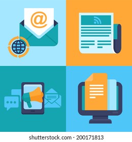 Vector email marketing concepts - flat trendy icons - newsletter and subscription