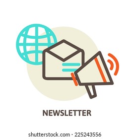 Vector email marketing concepts - flat trendy icons - newsletter and subscription