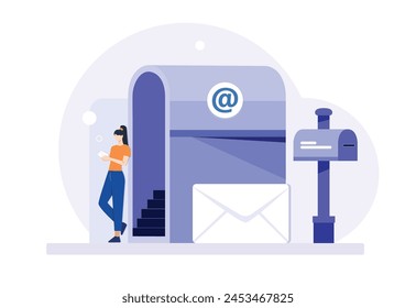 Vector email and messaging email marketing campaign working process new email message