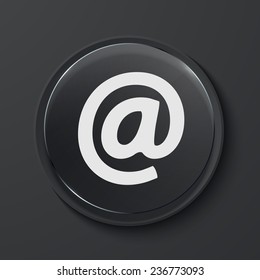 Vector email modern black glass circle icon. Eps10