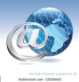 vector e-mail sign with globe