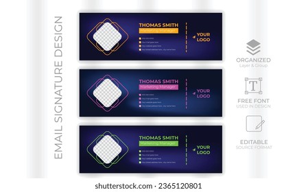 Plantilla de diseño de firma de correo electrónico de vector