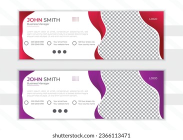 Vector email signature design template whit 2color