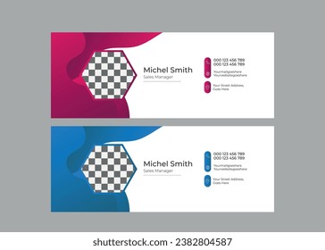 vector email signature template or email footer and personal social media cover design,