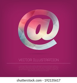 Vector e-mail symbol icon with colorful trendy and modern polygonal texture