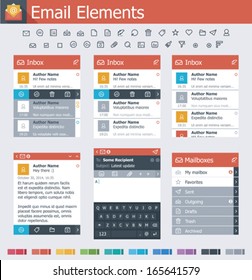 Vector email user interface elements and icon set