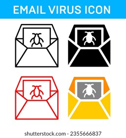 VECTOR EMAIL VIRUS ICON STROKE AND FILL AND COLOR VERSION