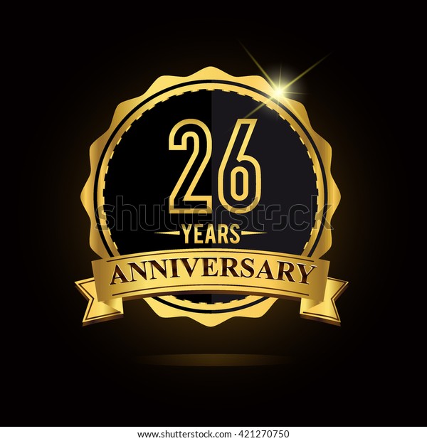 Vector Emblem 26th Anniversary Logo Ribbon Stock Vector Royalty Free