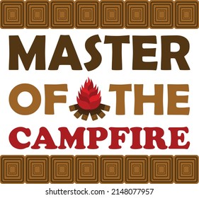 Vector Emblem Bonfire Master Of Fire. Sticker, Poster, Flyer. Vector Elements On The Theme Of Camping.