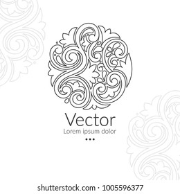 Vector emblem. Can be used for jewelry, beauty and fashion industry. Elegant, classic elements. Great for logo, monogram, invitation, flyer, menu, brochure, postcard, background, or any desired idea.