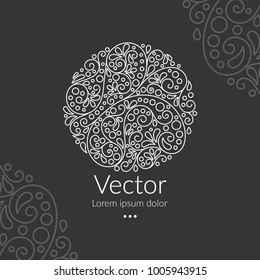 Vector emblem. Can be used for jewelry, beauty and fashion industry. Elegant, classic elements. Great for logo, monogram, invitation, flyer, menu, brochure, postcard, background, or any desired idea.