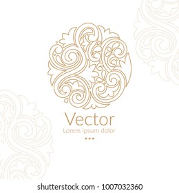 Vector emblem. Can be used for jewelry, beauty and fashion industry. Elegant, classic elements. Great for logo, monogram, invitation, flyer, menu, brochure, postcard, background, or any desired idea.