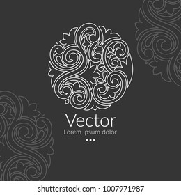 Vector emblem. Can be used for jewelry, beauty and fashion industry. Elegant, classic elements. Great for logo, monogram, invitation, flyer, menu, brochure, postcard, background, or any desired idea.