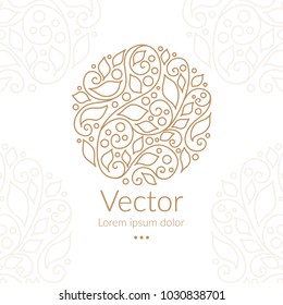 Vector emblem. Can be used for jewelry, beauty and fashion industry. Elegant, classic elements. Great for logo, monogram, invitation, flyer, menu, brochure, postcard, background, or any desired idea.