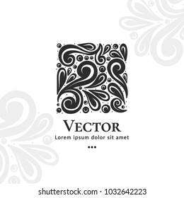 Vector emblem. Can be used for jewelry, beauty and fashion industry. Elegant, classic elements. Great for logo, monogram, invitation, flyer, menu, brochure, postcard, background, or any desired idea.