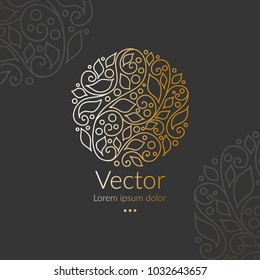 Vector emblem. Can be used for jewelry, beauty and fashion industry. Elegant, classic elements. Great for logo, monogram, invitation, flyer, menu, brochure, postcard, background, or any desired idea.