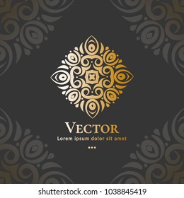 Vector emblem. Can be used for jewelry, beauty and fashion industry. Elegant, classic elements. Great for logo, monogram, invitation, flyer, menu, brochure, postcard, background, or any desired idea.