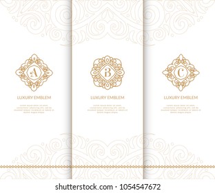 Vector emblem. Can be used for jewelry, beauty and fashion industry. Elegant, classic elements. Great for logo, monogram, invitation, flyer, menu, brochure, postcard, background, or any desired idea.
