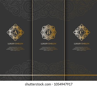 Vector emblem. Can be used for jewelry, beauty and fashion industry. Elegant, classic elements. Great for logo, monogram, invitation, flyer, menu, brochure, postcard, background, or any desired idea.