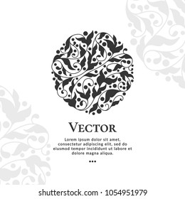 Vector emblem. Can be used for jewelry, beauty and fashion industry. Elegant, classic elements. Great for logo, monogram, invitation, flyer, menu, brochure, postcard, background, or any desired idea.