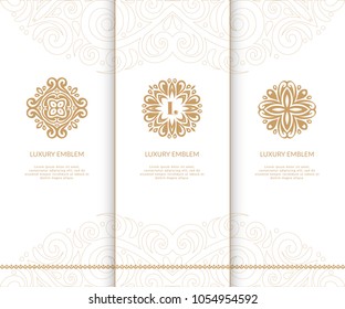 Vector emblem. Can be used for jewelry, beauty and fashion industry. Elegant, classic elements. Great for logo, monogram, invitation, flyer, menu, brochure, postcard, background, or any desired idea.