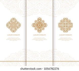 Vector emblem. Can be used for jewelry, beauty and fashion industry. Elegant, classic elements. Great for logo, monogram, invitation, flyer, menu, brochure, postcard, background, or any desired idea.