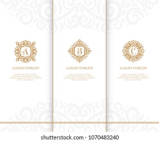 Vector emblem. Can be used for jewelry, beauty and fashion industry. Elegant, classic elements. Great for logo, monogram, invitation, flyer, menu, brochure, packaging, background, or any desired idea